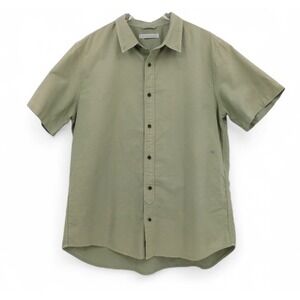 Outerknown Mens XL Organic Cotton Button Down Short Sleeve Shirt Green